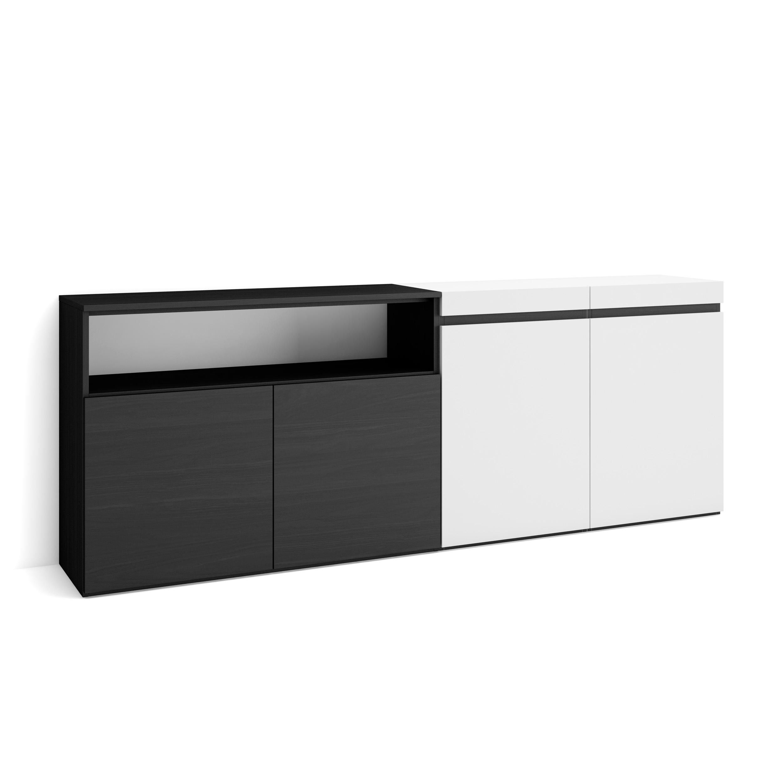 Aparador sala de jantar, 200x75x35cm, branco e preto rf2399