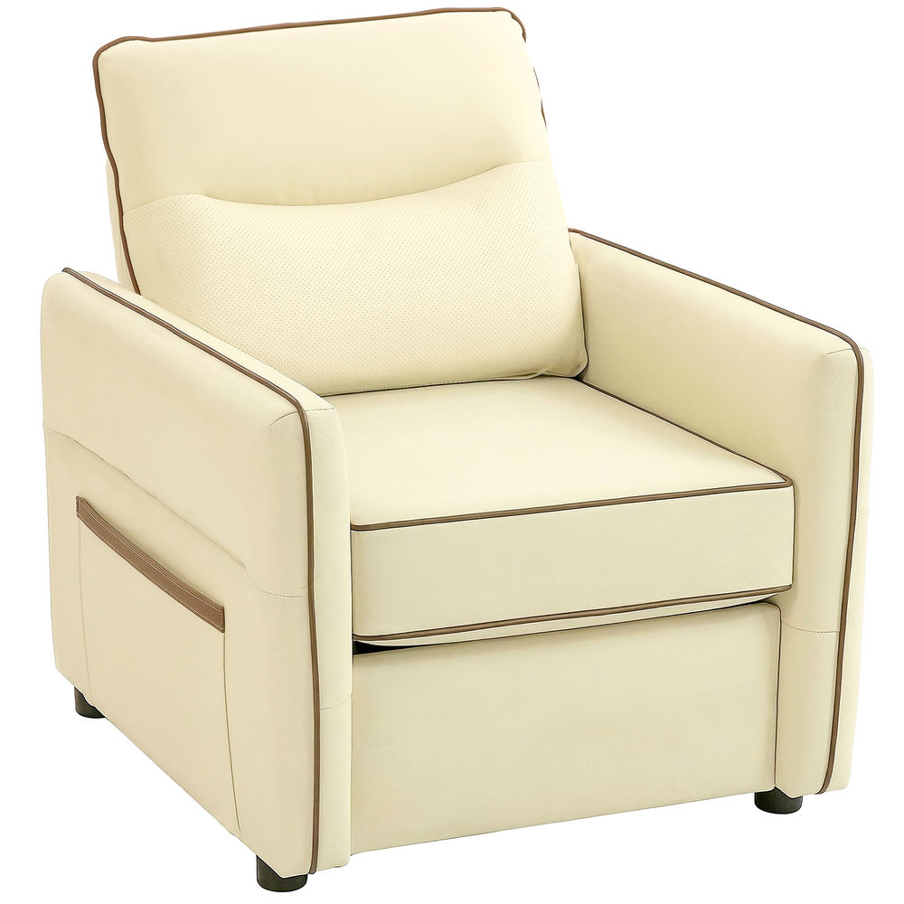 Poltrona 80x81x80 cm couro pu color beige Homcom, casa - poltronas