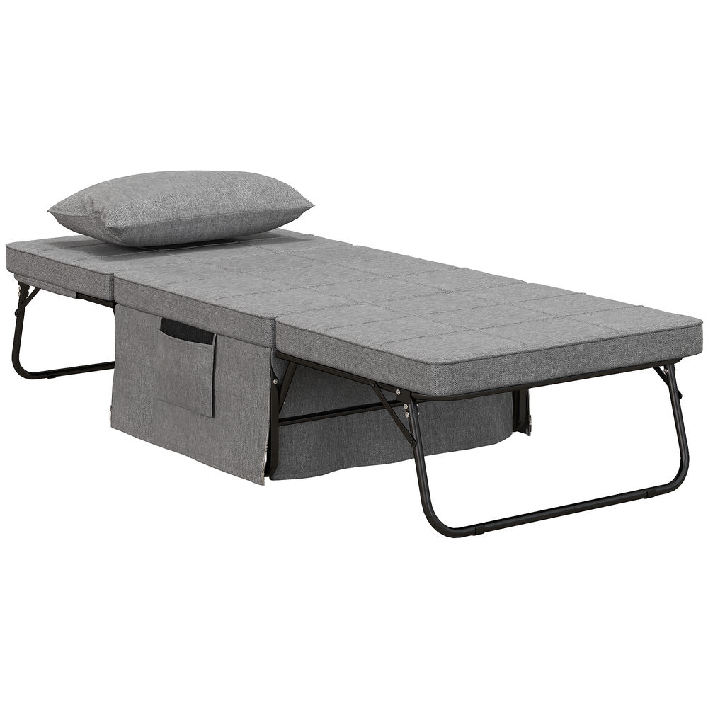 Poltrona convertível em cama 188x75x38 cm aço e poliéster color gris Homcom
