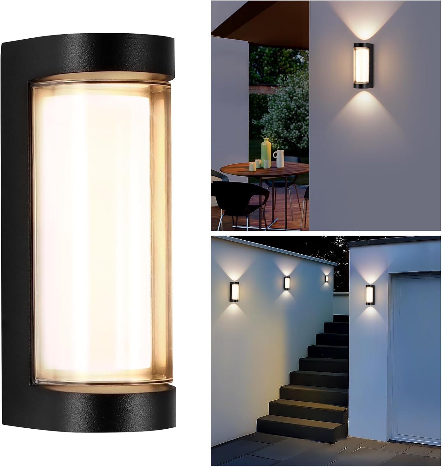 Luminária de parede exterior impermeável regulável 16 w preto