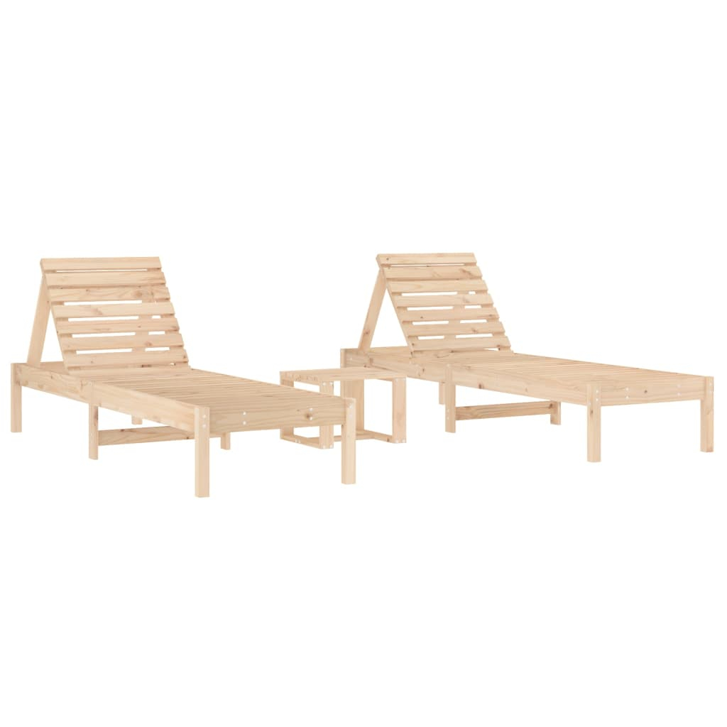 vidaXL tumbonas con mesa 2 uds madera maciza de pino