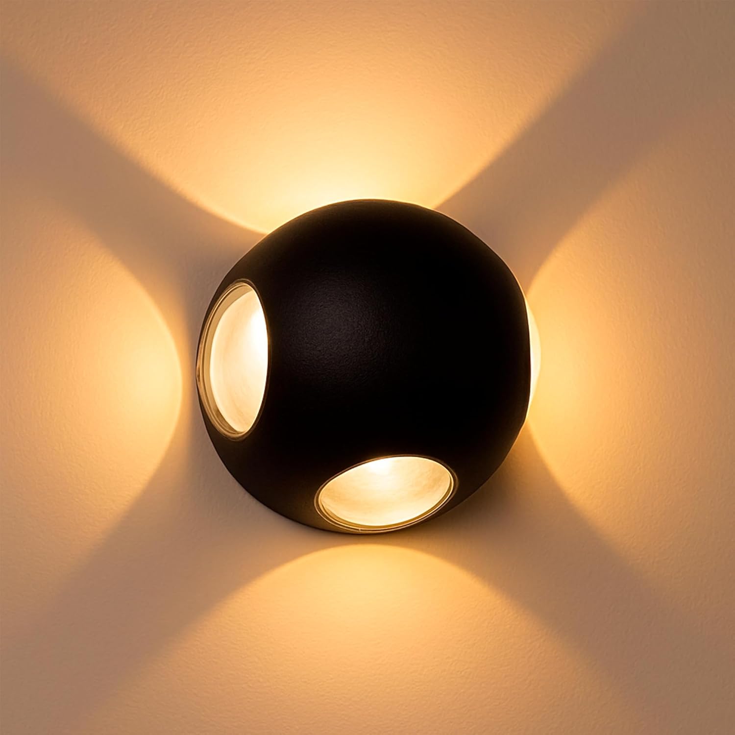 Aplique parede exterior 12w, 1440lm, ip65 impermeável, luz quente 3000k