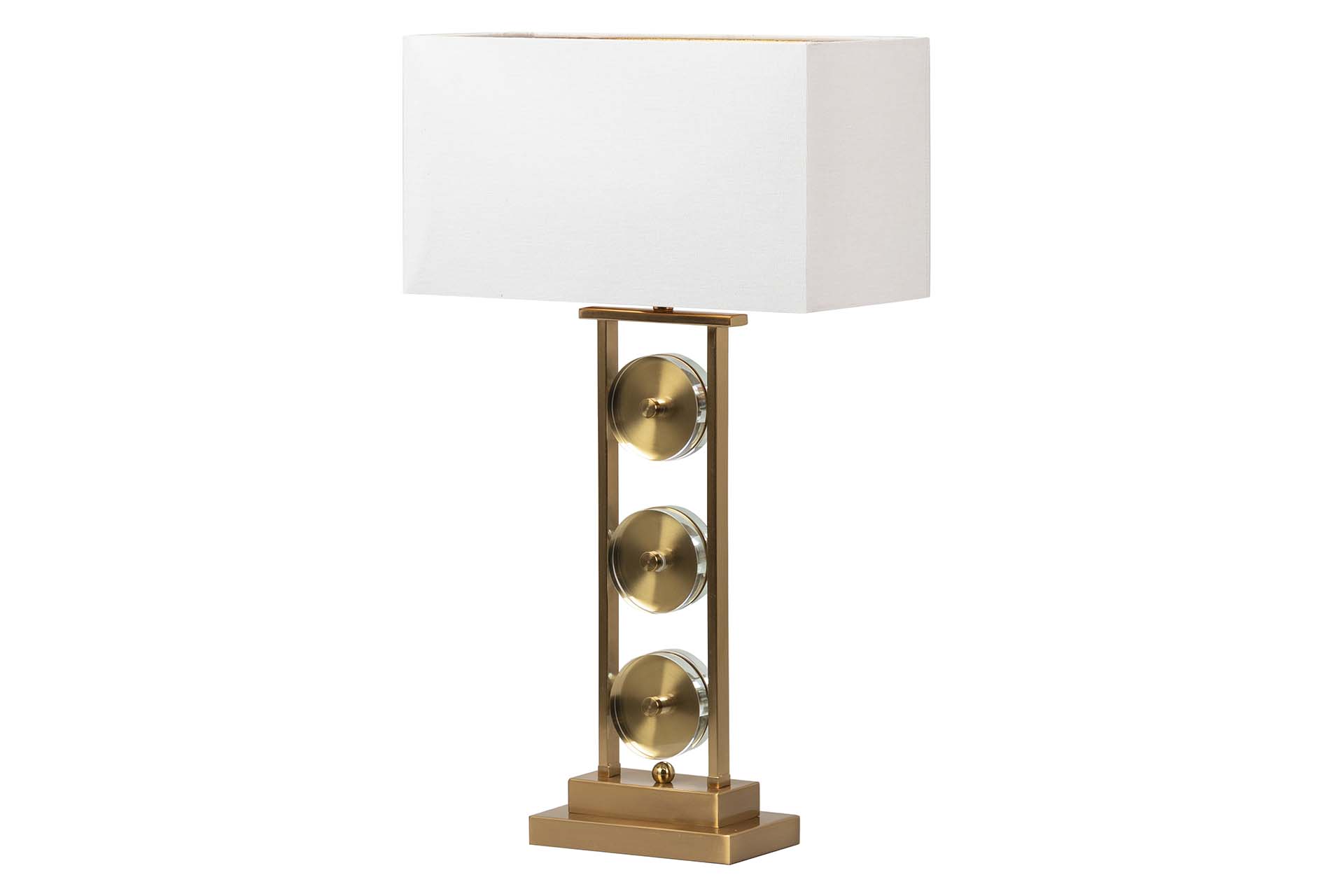 Alexandra candeeiro mesa cristal/metal/textil dourado/branco 20x40x70 cm