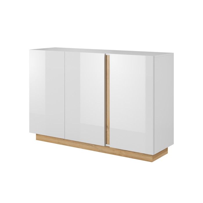 Cômoda com vitrine - grandson - branco/branco brilhante/carvalho grandson -