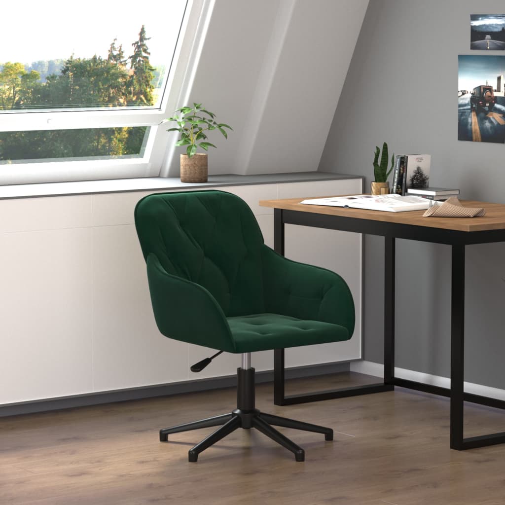Cadeira de escritório giratória veludo verde-escuro wf158345
