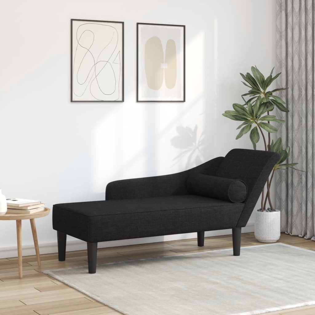 Chaise lounge com almofadões tecido preto wf658840