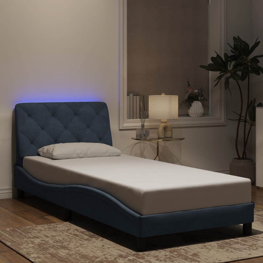 Cama c/ luzes LED 90x200 cm veludo cinza-escuro yht4360