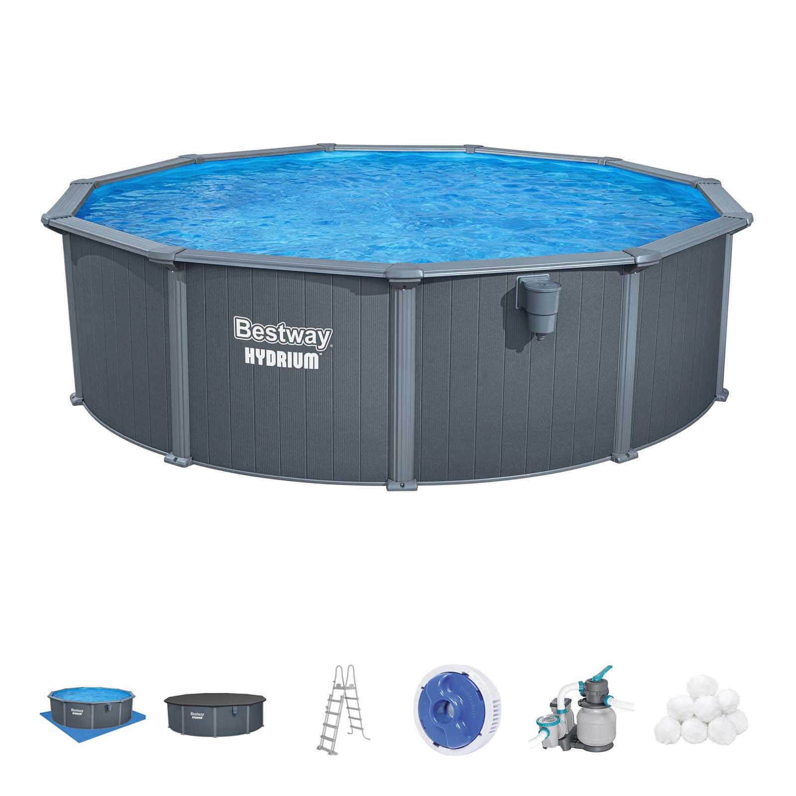 Piscina removível de aço redonda Bestway hydrium ø488 x 132 cm com fil