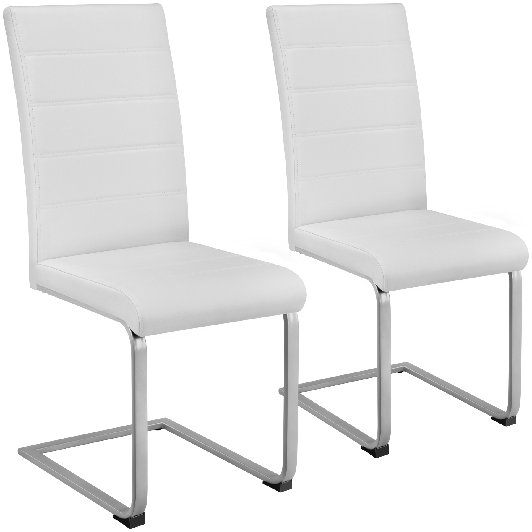 2 cadeiras de sala de jantar altas, forma de c símil cuero branco