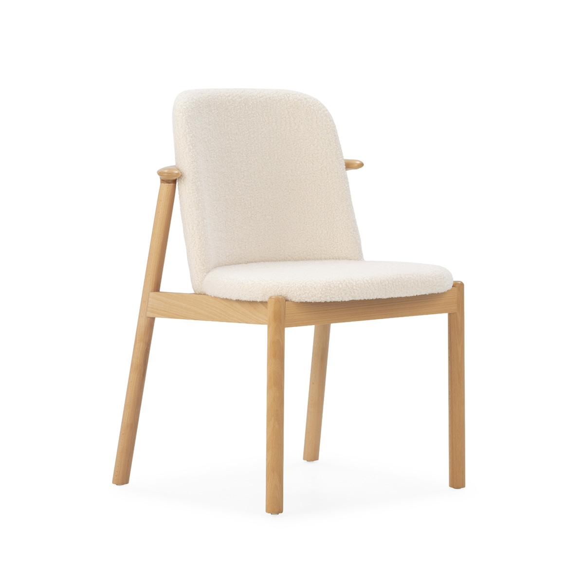 Cadeira 57,5x58,8x81,8 em madeira natural, tecido branco