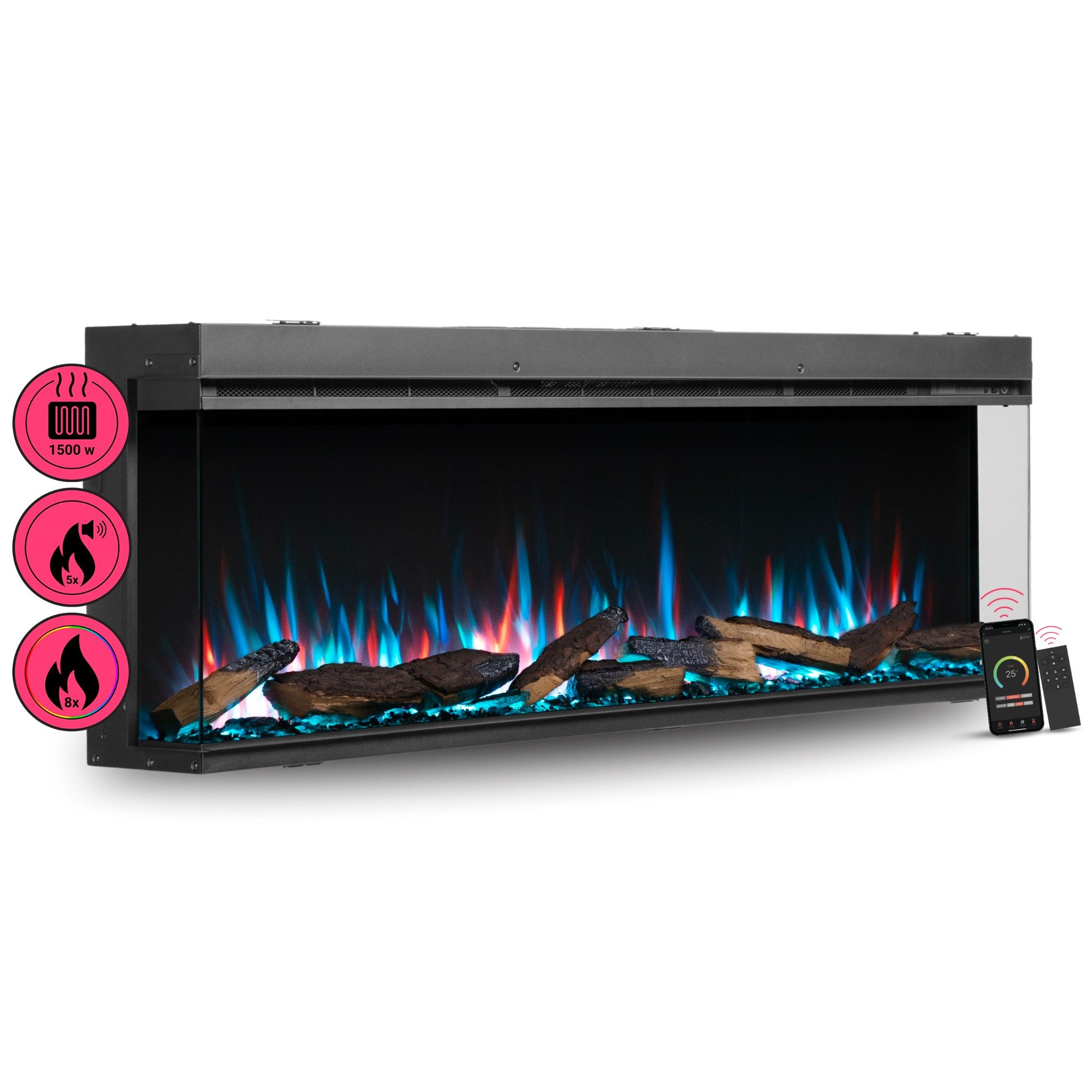 Lareira elétrica BALDERIA Athena smart 60 - lareira embutida - preto