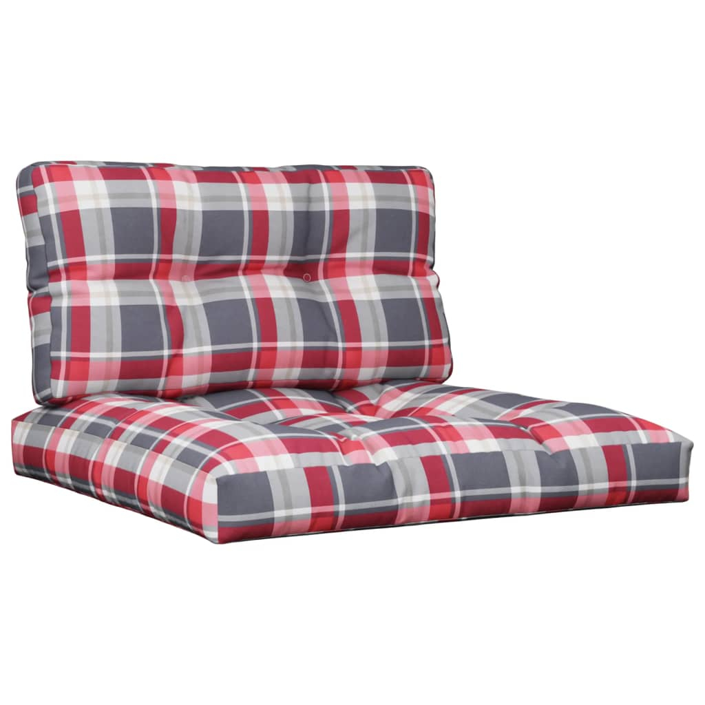 Almofadões para móveis de paletes 2 pcs tecido xadrez vermelho