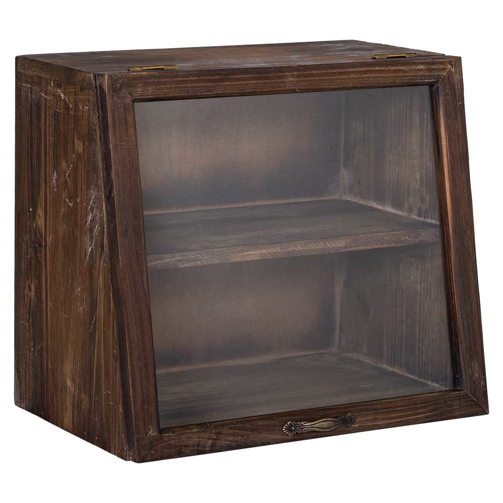 Vitrine em madeira com 1 porta e 1 prateleira 40x25x35h cm