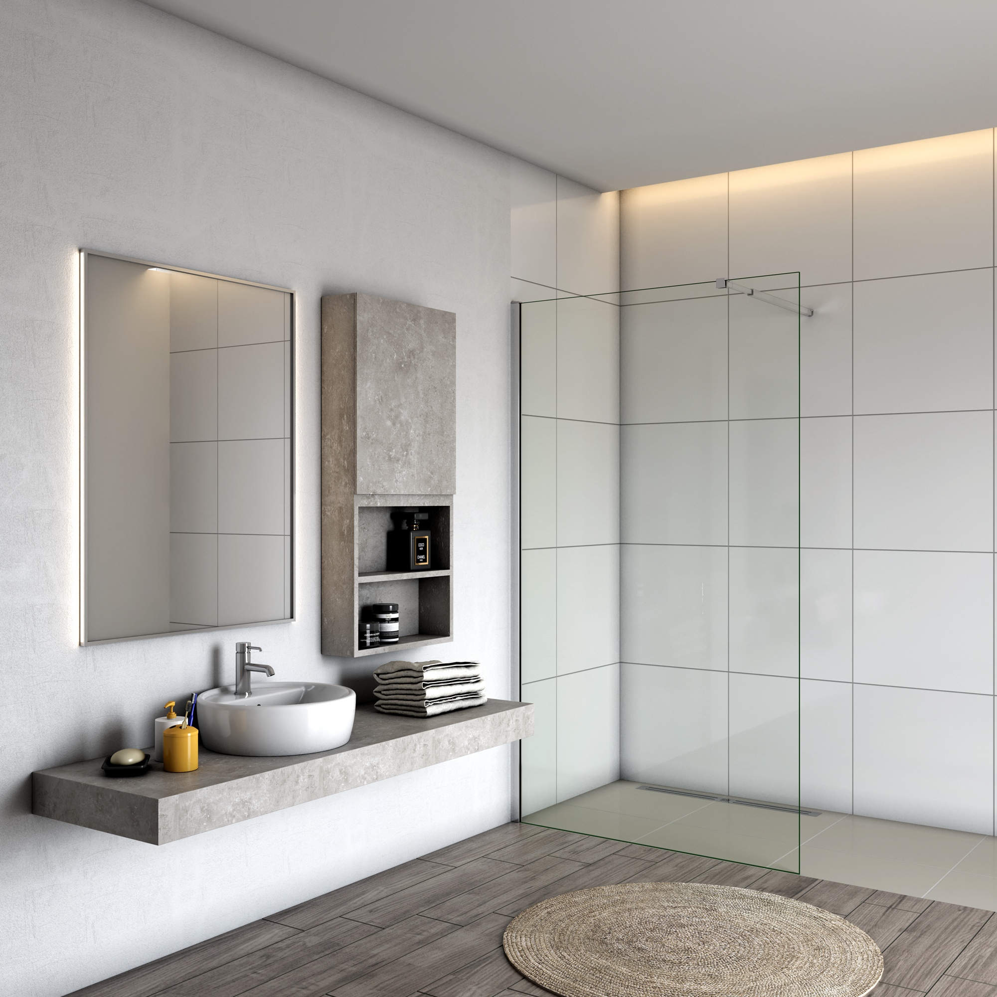 Painel de duche,vidro anti-calcário 8mm,barra ajustável 73-120cm,70x200cm