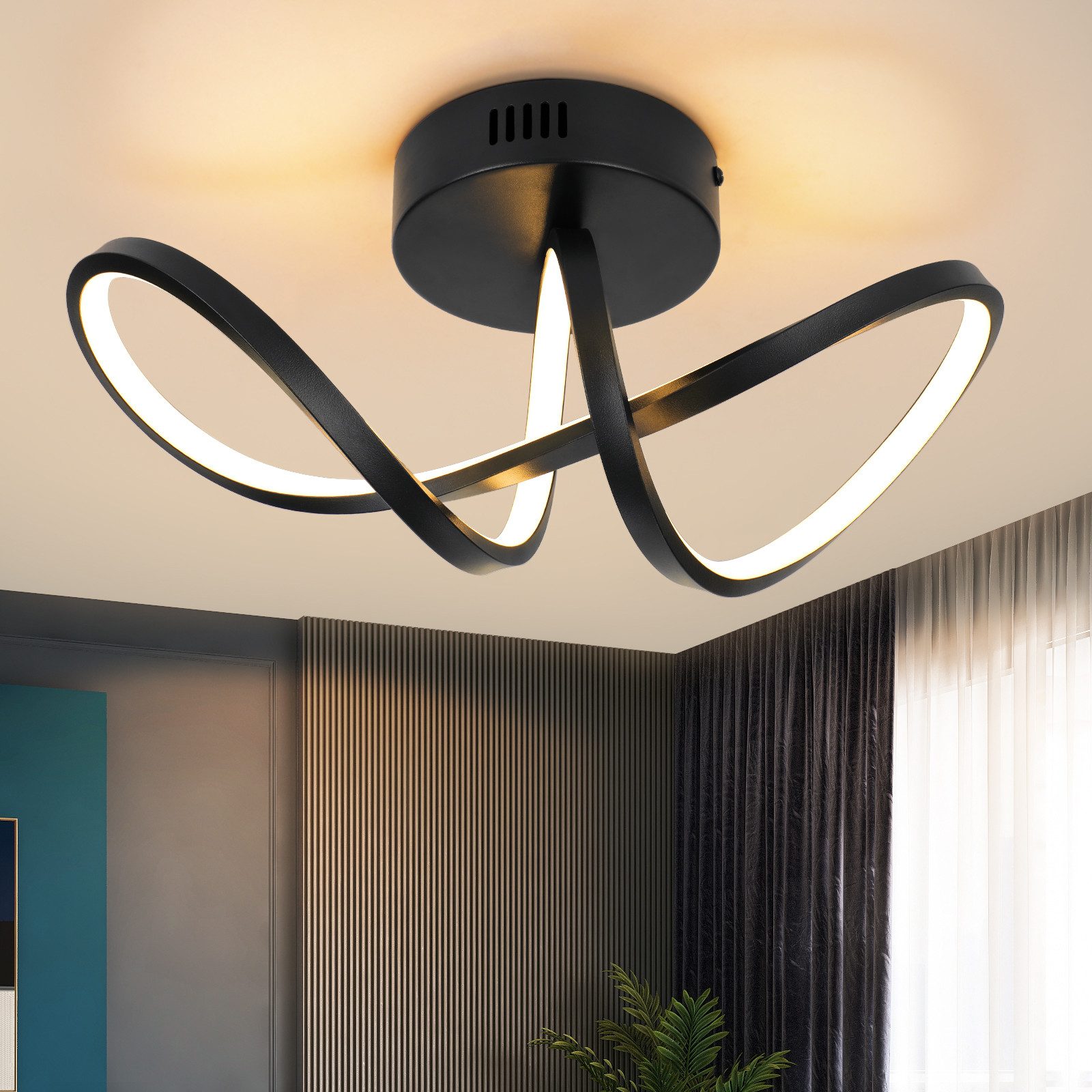 Nettlife LED luz de teto moderna preta sala de estar 12w interior 3000k