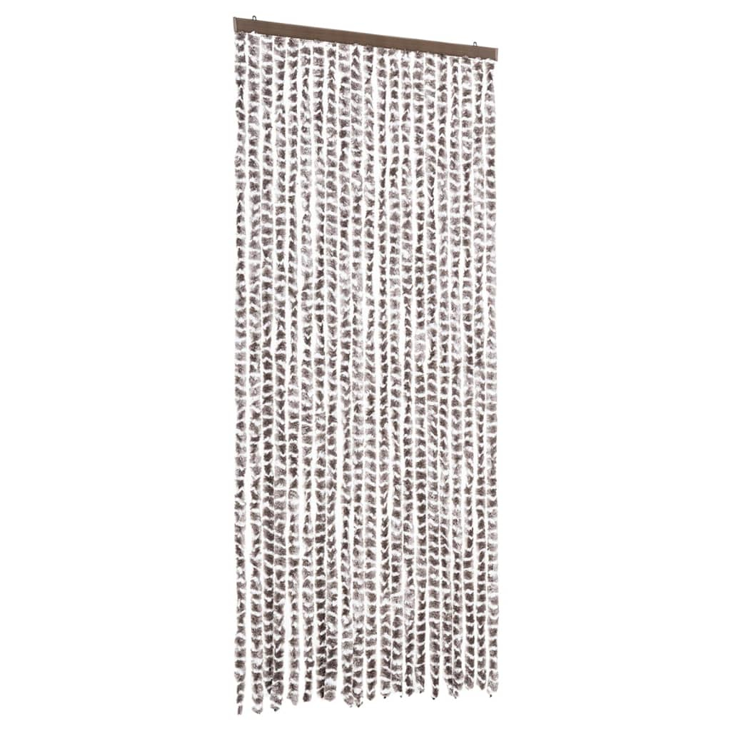 Cortina anti-insetos 90x220 cm chenille cinza-acast. E branco