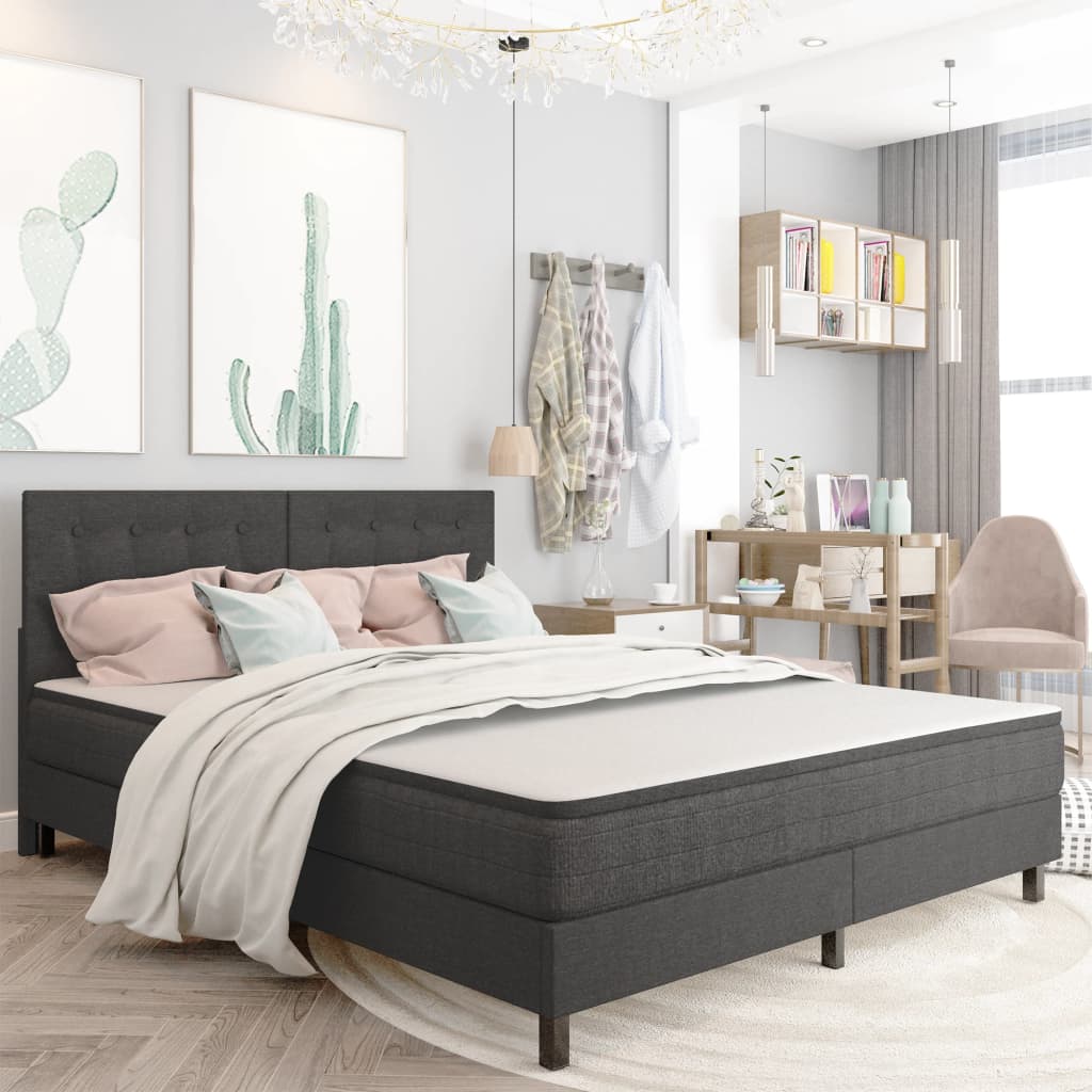 Cabeceira de cama acolchoada 180x200 cm tecido cinzento-escuro ptob3297