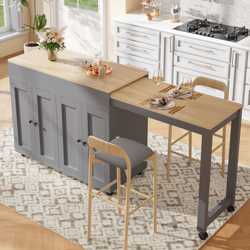 Mesa bar extensível com arrumação cinzento 94x117x50cm