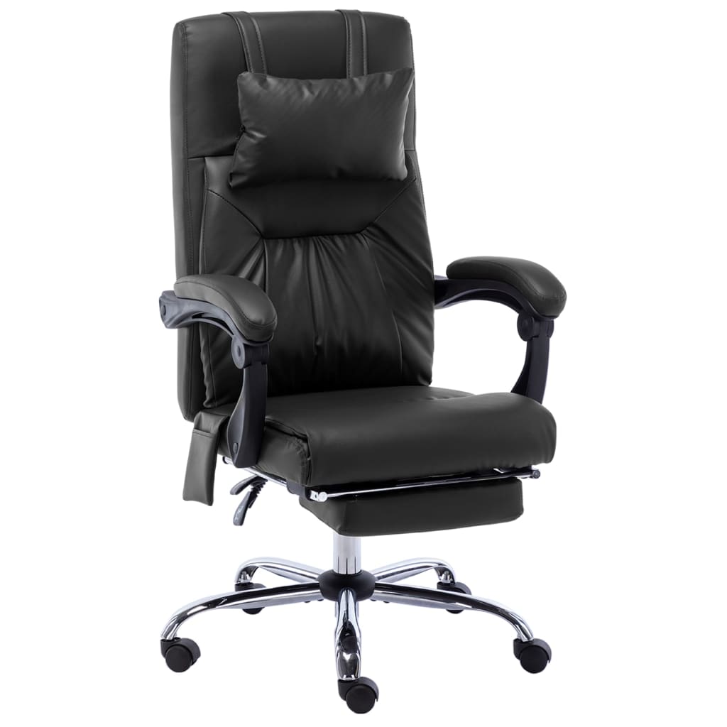 Cadeira de escritório c/ função massagem couro artificial preto wf247917
