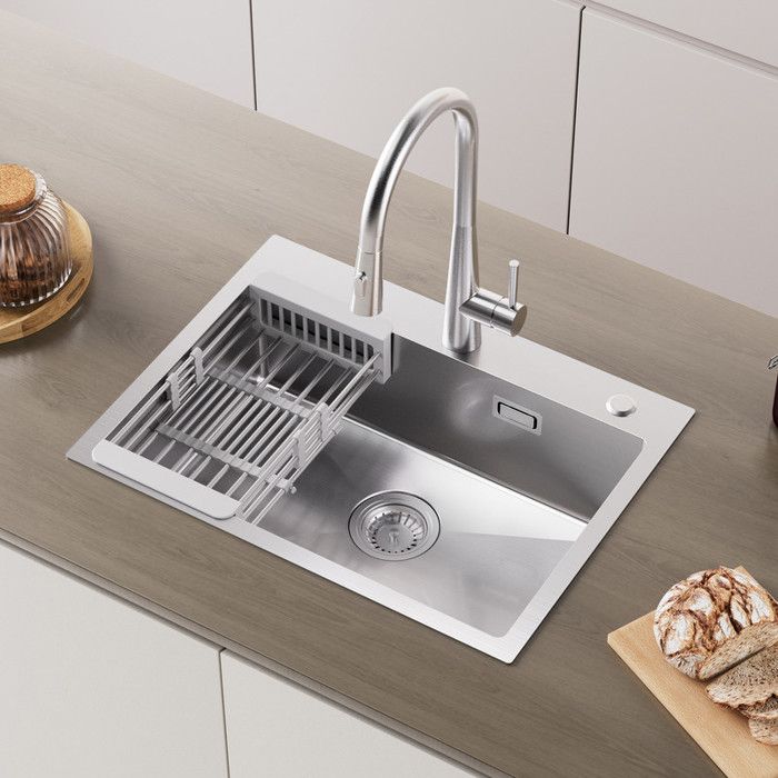 Pia de cozinha - inox escovado - 60x45cm - misturador extraível - dispenser