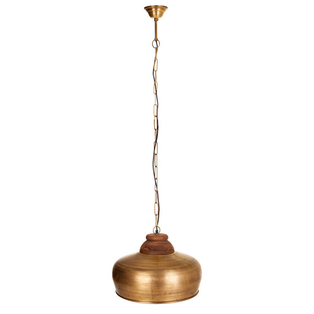 Candeeiro de teto em metal dourado 44x44x28