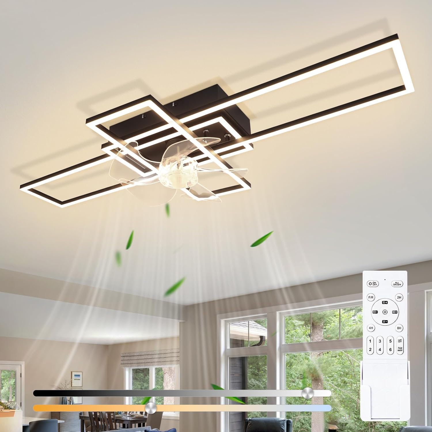 Nettlife ventilador de teto com luz LED integrado preto 42x94