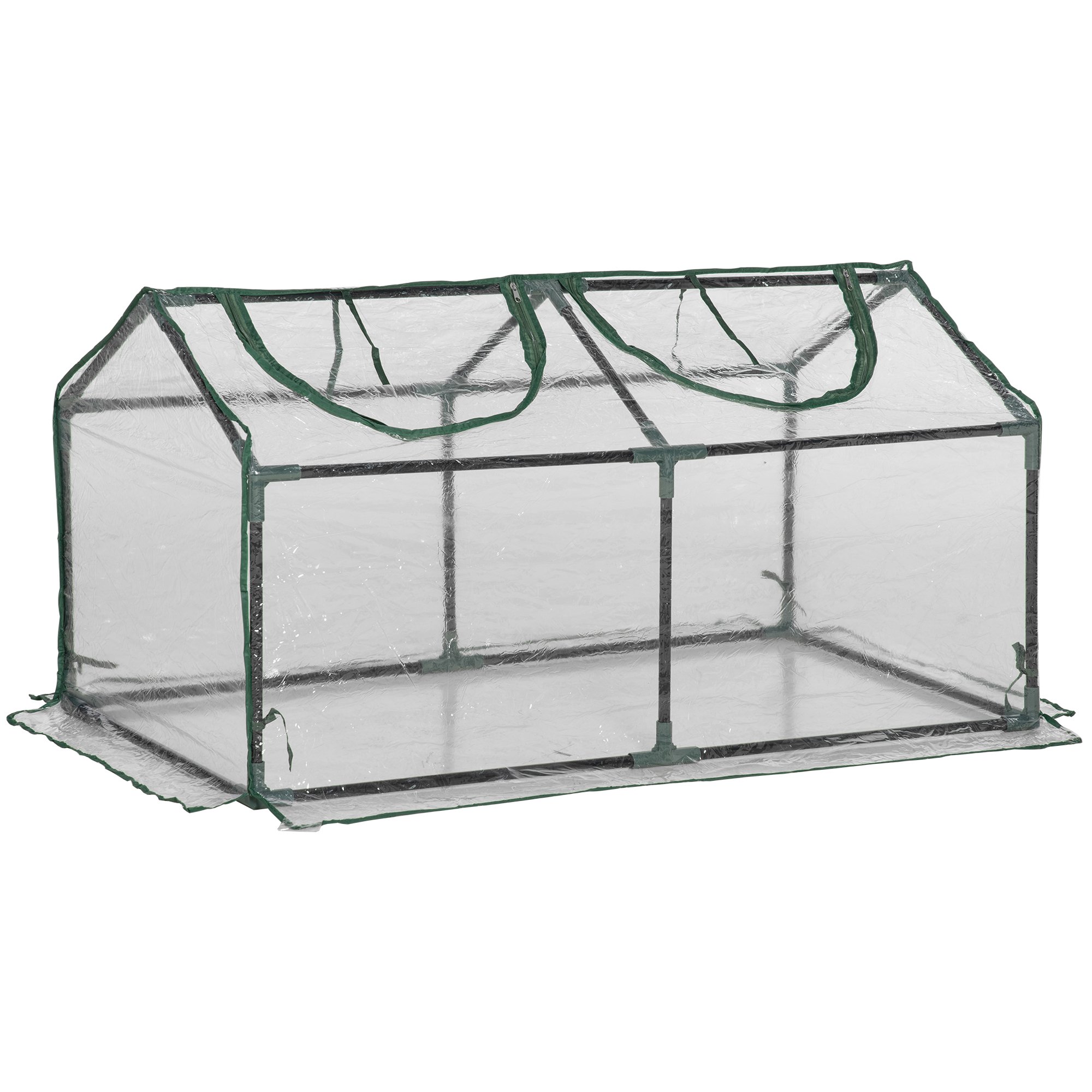 Estufa de jardim 119x60x60 cm cobertura em tecido de aço e PVC transparente