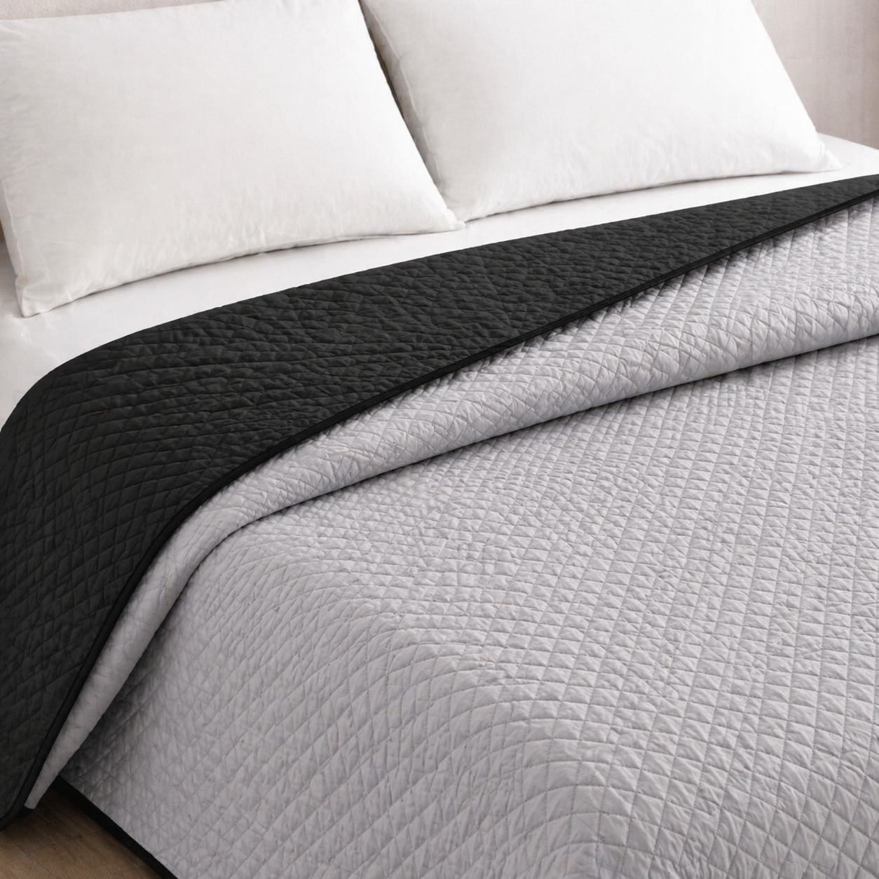 Colcha reversível bicolor cinza/preto cama 90cm donegal collections