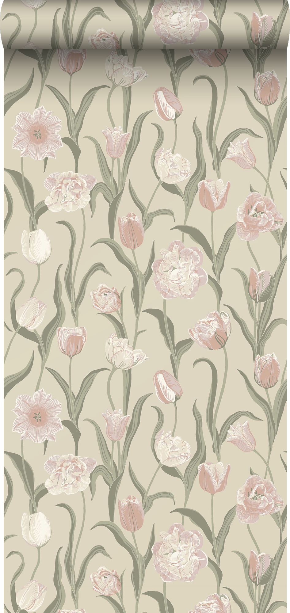 Borastapeter papel de parede flores cor-de-rosa,verdeebege quente