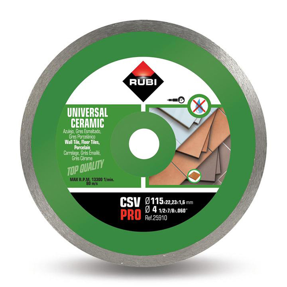 Disco diamantado rubi csv pro - cortes a seco (115 mm) - para cerâmica, por