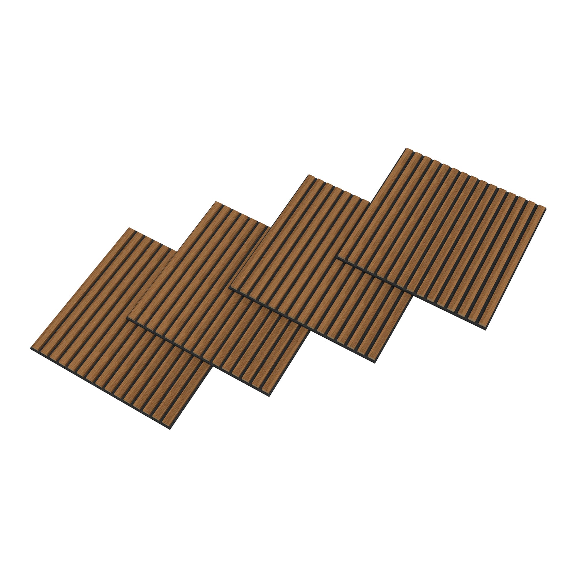 Conjunto de 4 painéis acústicos 3d vang lâminas lineares 1,44 m² teca