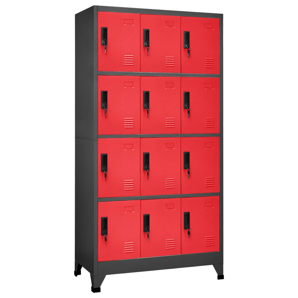 Cacifo aço 90x45x180 cm antracite e vermelho wgo1254