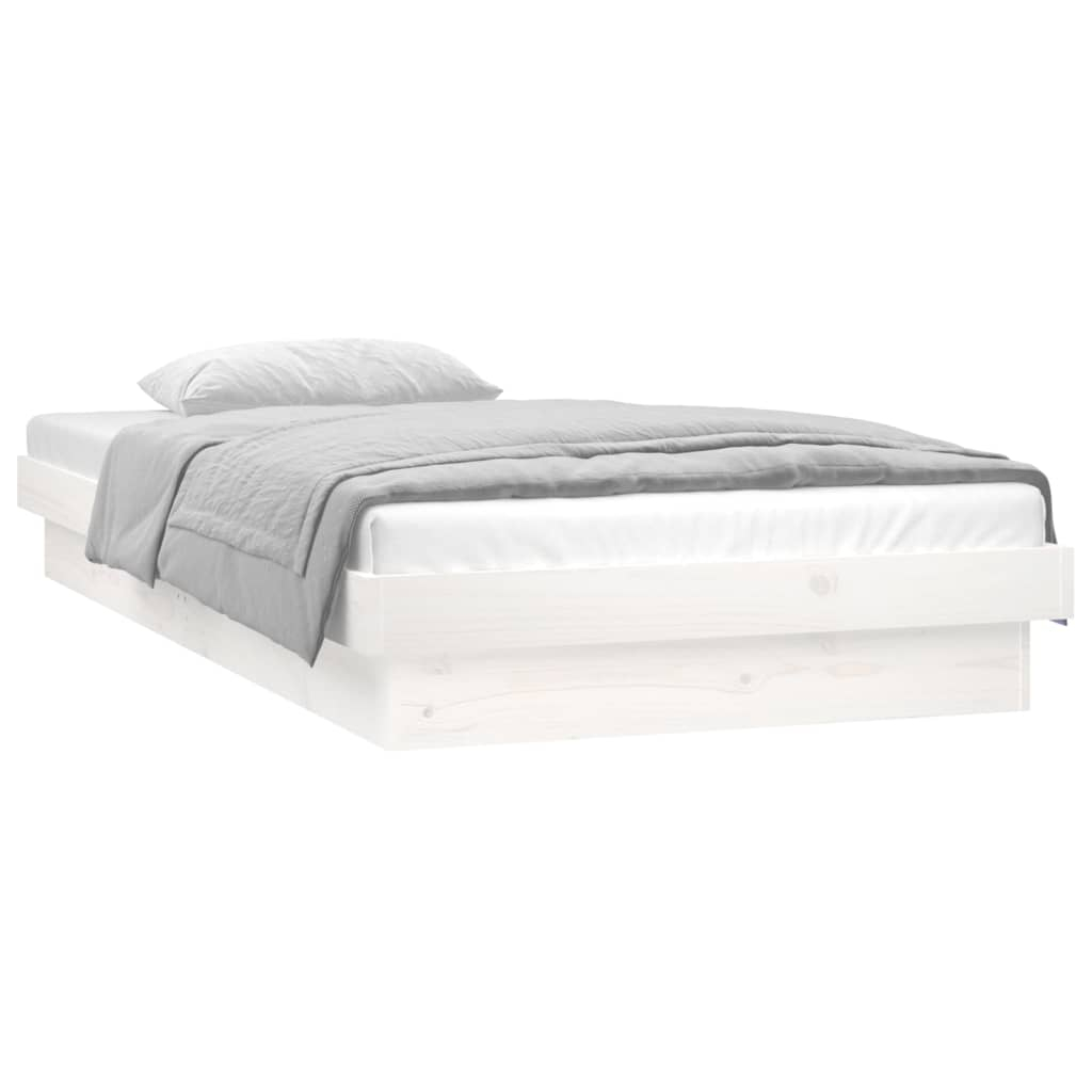 vidaXL estructura cama individual LED sin colchón madera maciza blanco