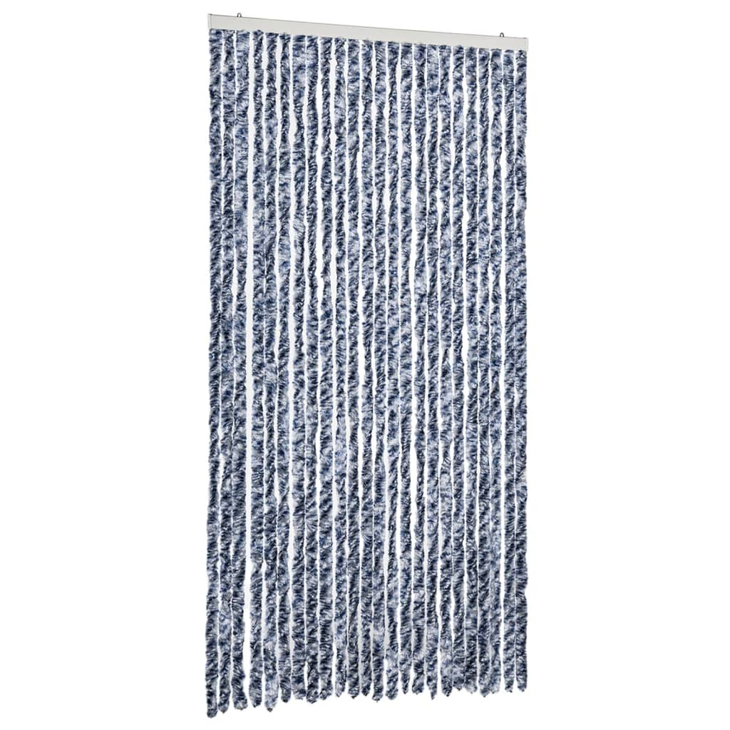 Cortina anti-insetos 100x230 cm chenille azul e branco
