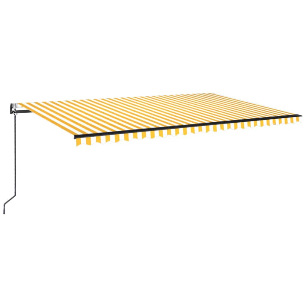 Toldo autom. LED e sensor de vento 500x350 cm amarelo/branco