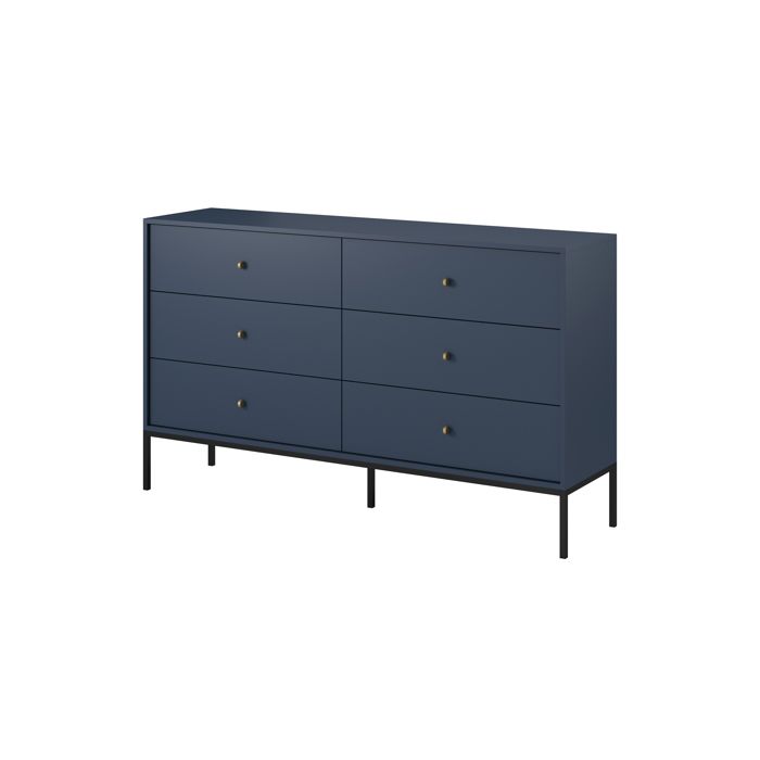 Comoda - 3xe living - 154x83x39 cm - 6 gavetas - azul marinho - estrutura m