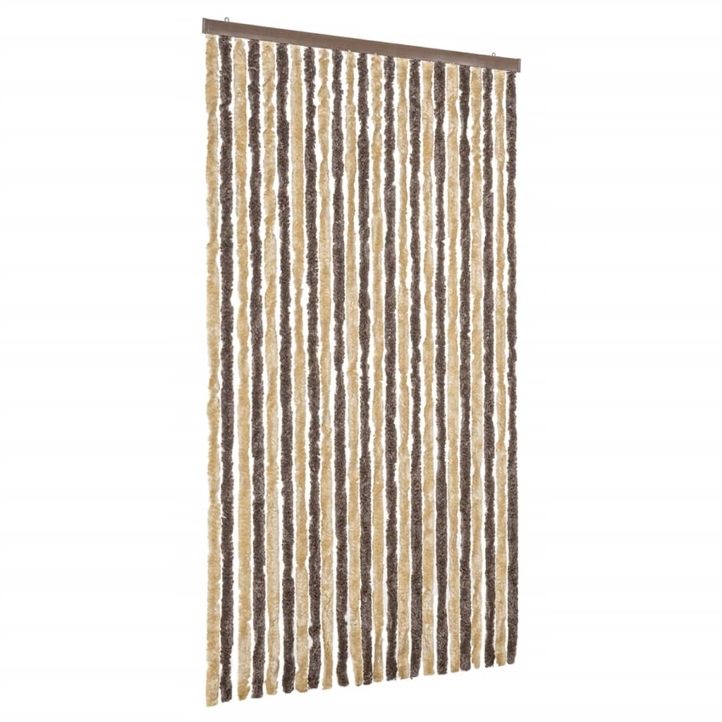 Cortina anti-insetos 100x200 cm chenille castanho-escuro e bege