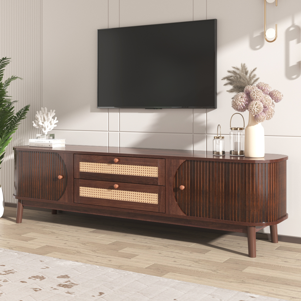 Móvel de tv com portas e gavetas natural 46x170x39,5cm