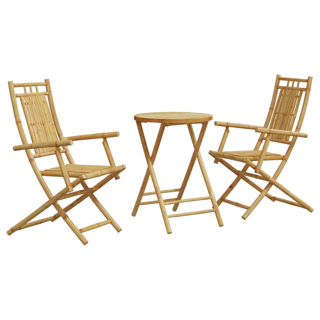 vidaXL juego de mesa y sillas de jardín 3 piezas bambú