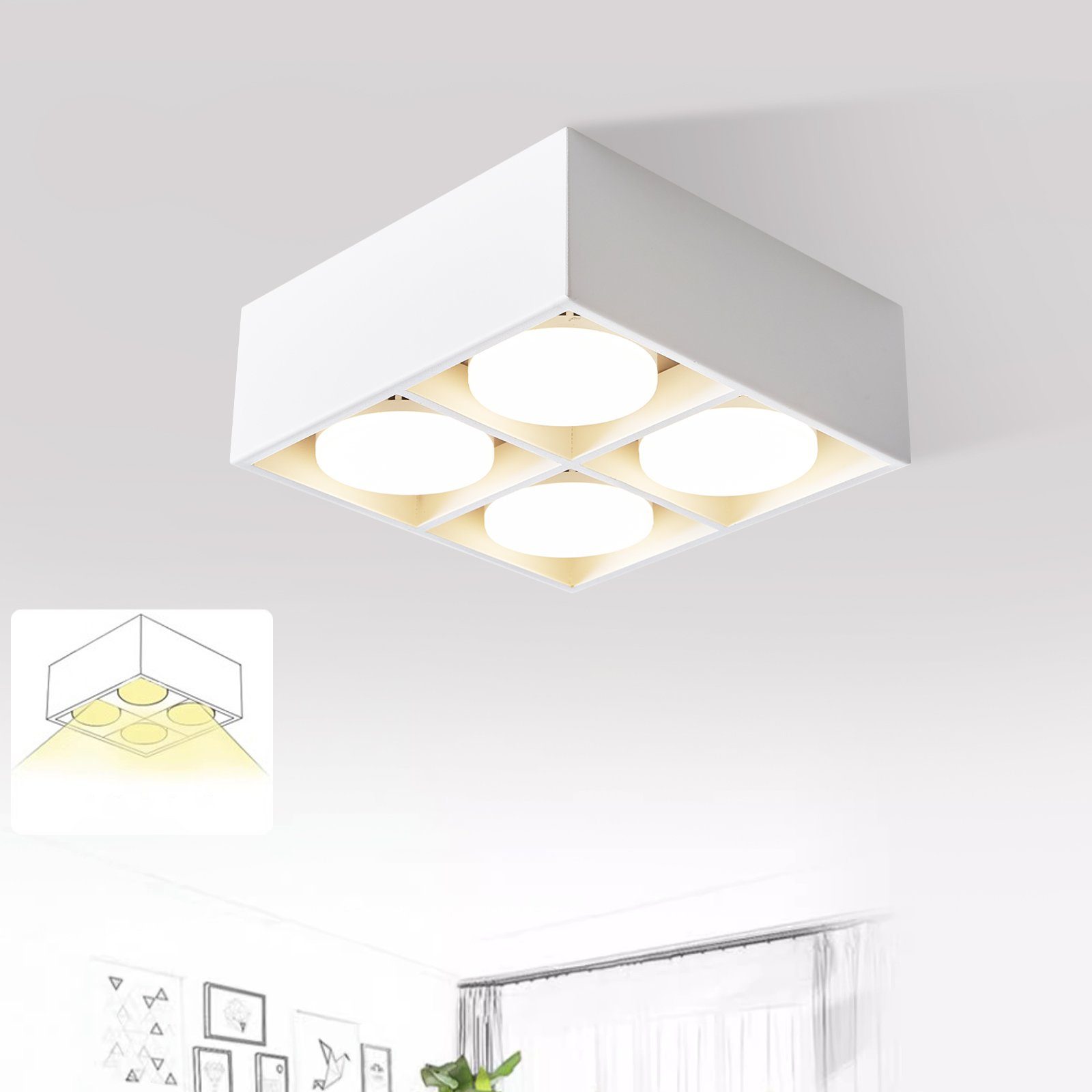 Nettlfe luminária de teto LED branco 20x20