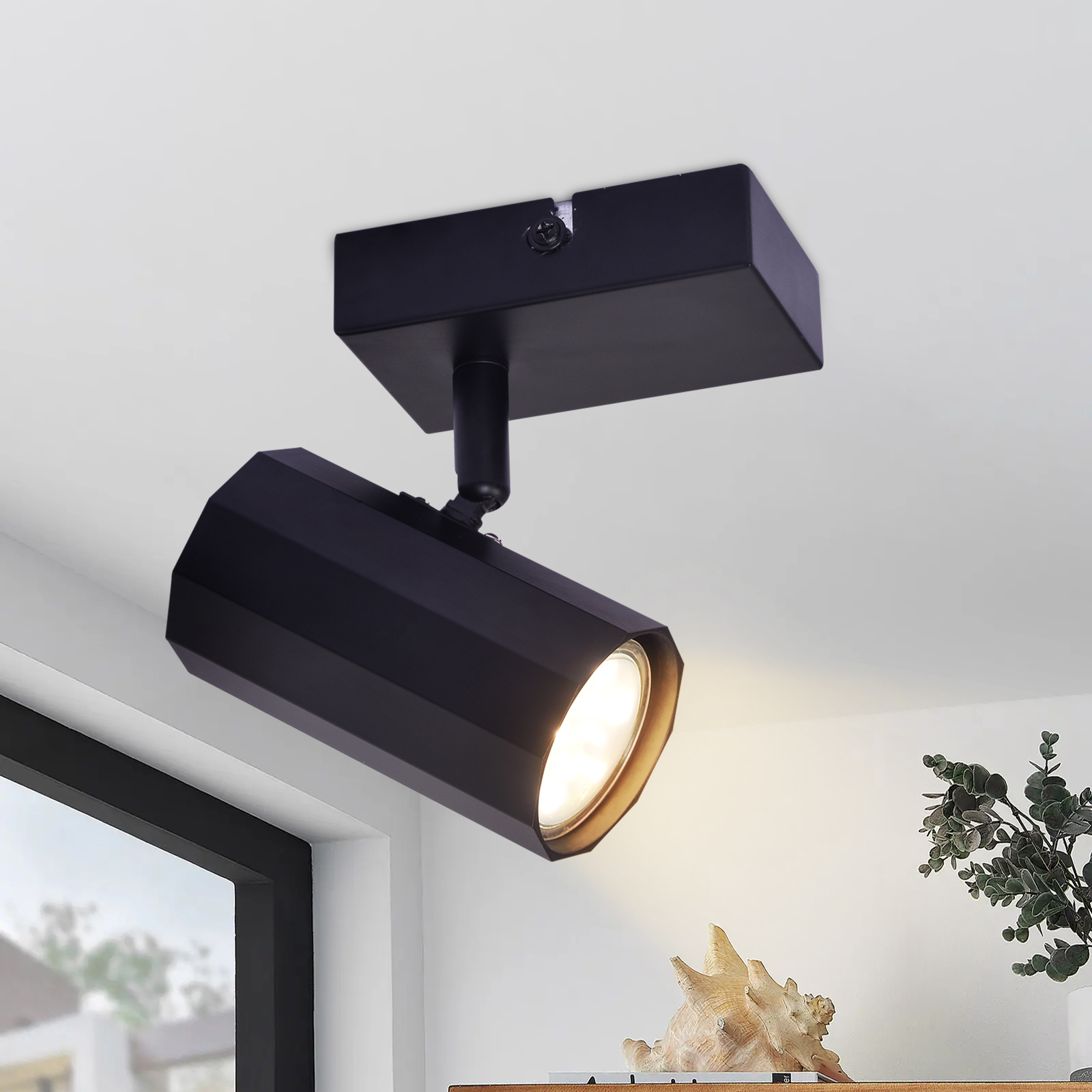 Nettlife luminária de teto negro gu10 11.5x6
