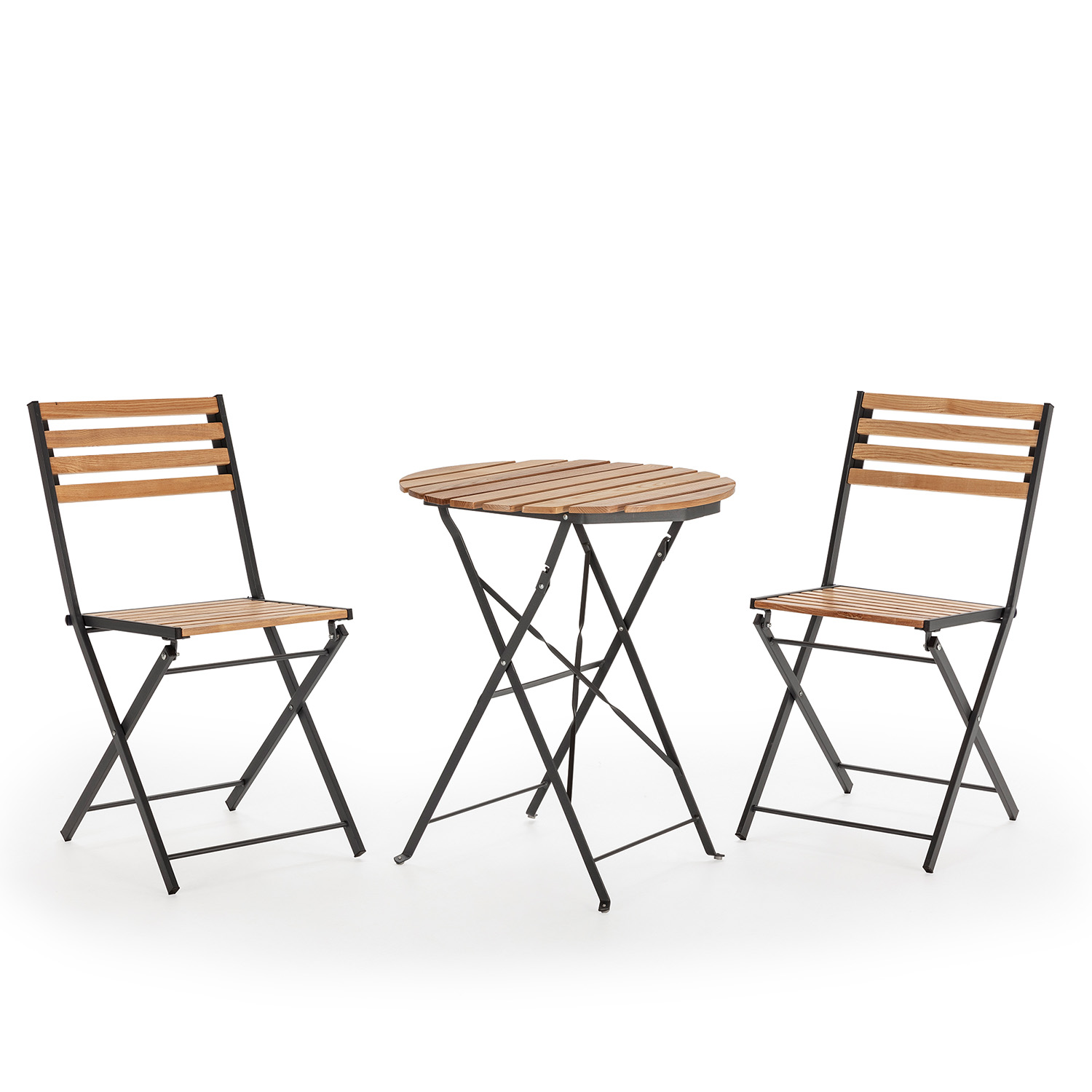 Conjunto bistrô de jardim ambar de 3 peças preto, mesa e 2 cadeiras