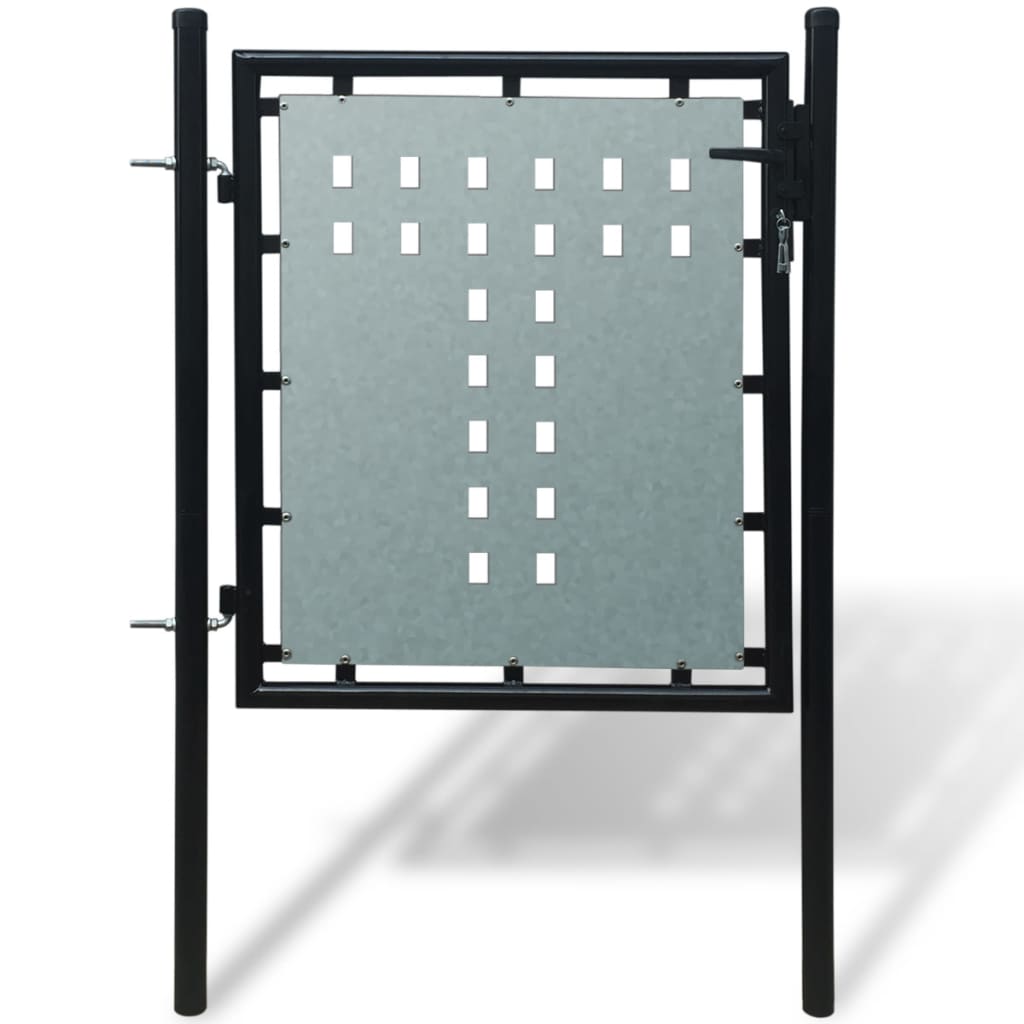 Portão de cerca com porta única 100x125 cm preto