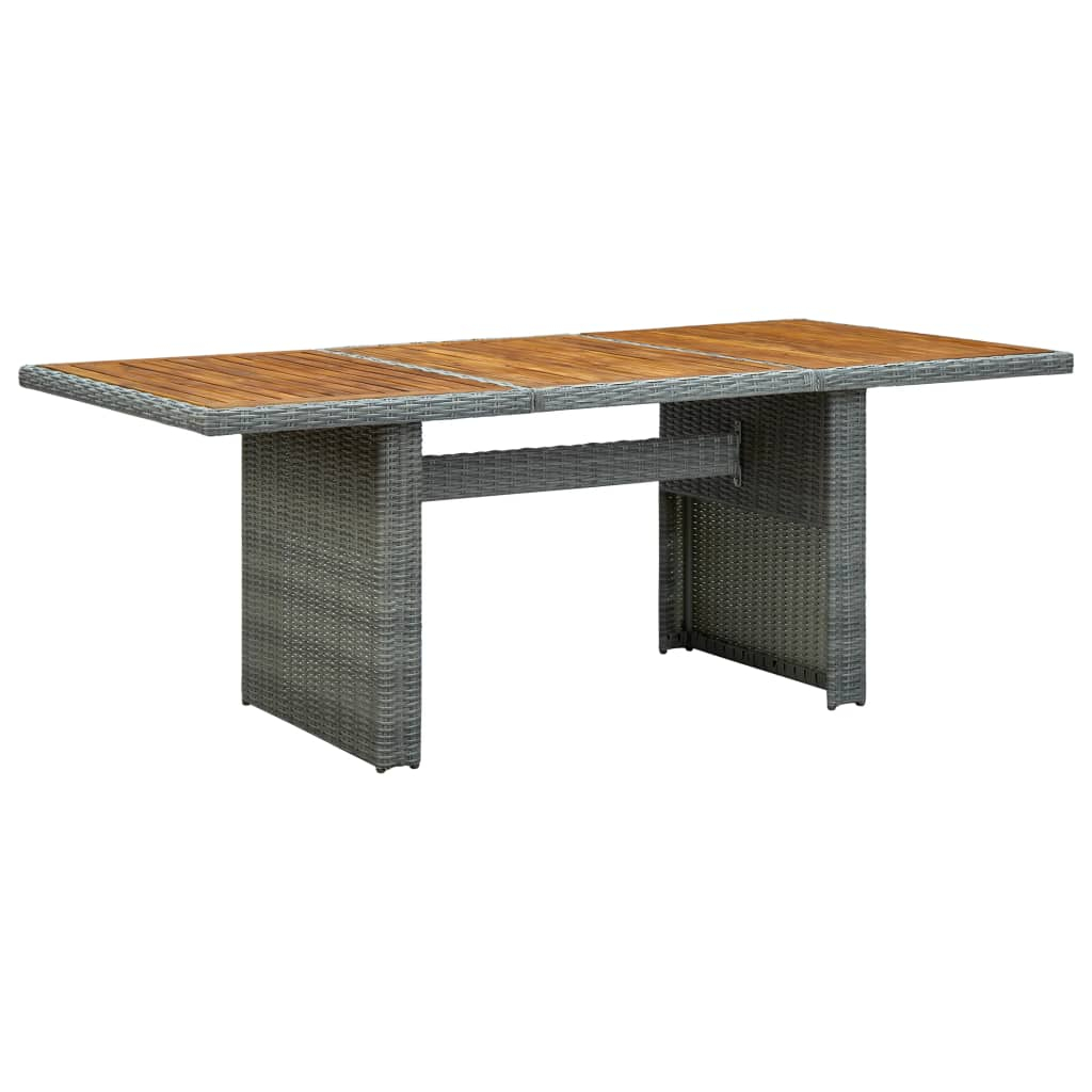 Mesa de jardim vime pe/madeira acácia maciça cinzento-claro