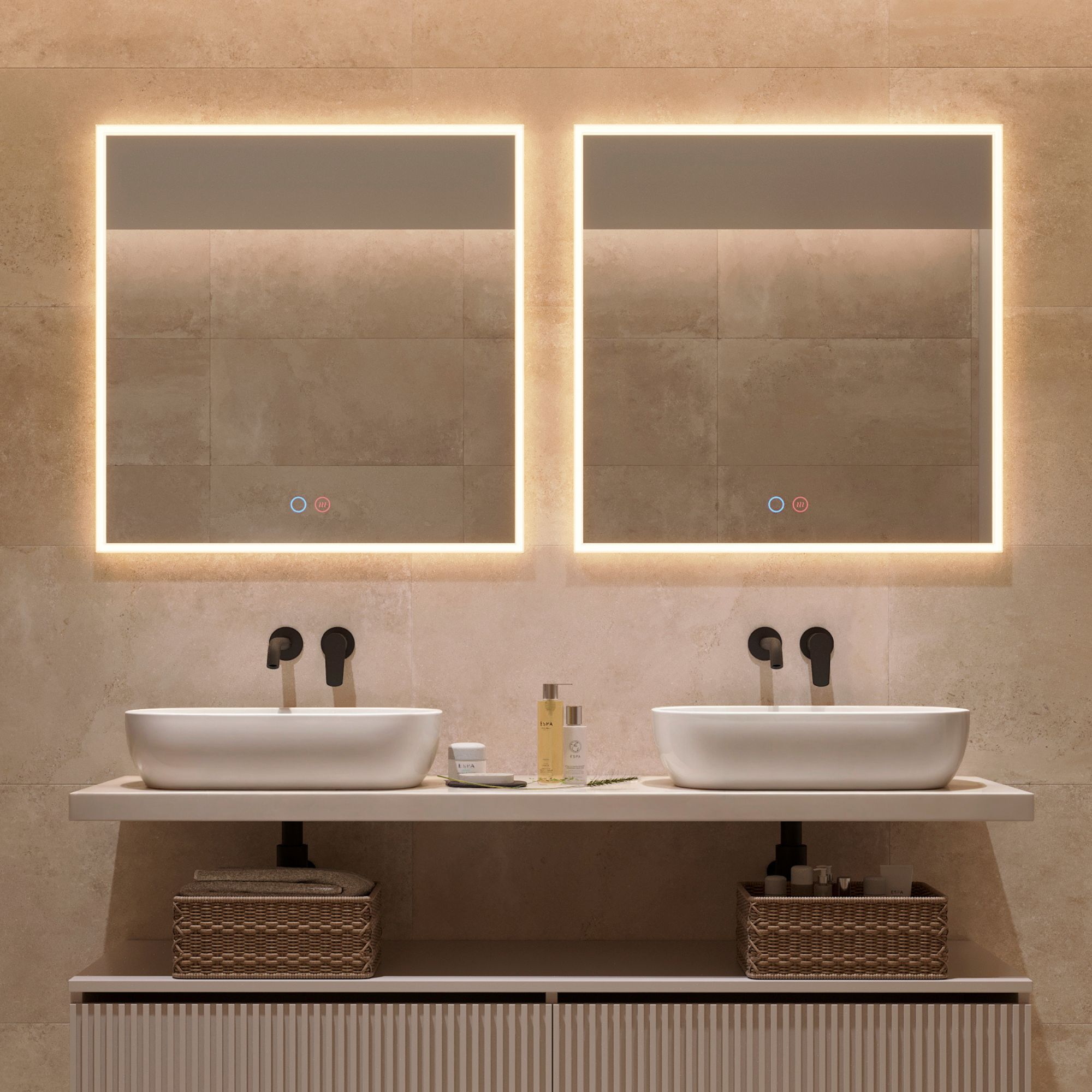 LEDimex-espelho boston 100x80 LED quadrado com moldura acrílica