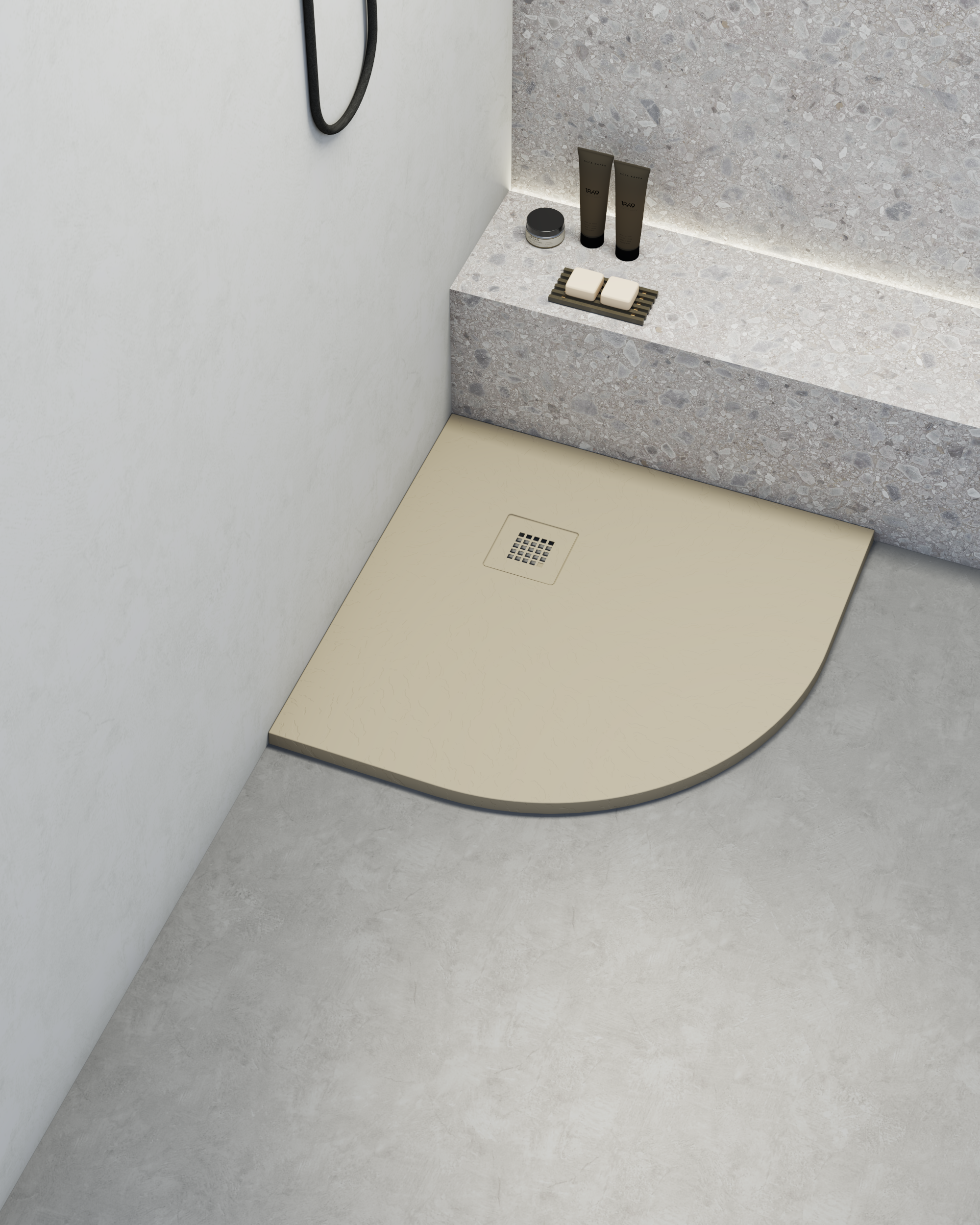 Base de duche poaLGi 90x90 cm semicircular branco perla - série hos's