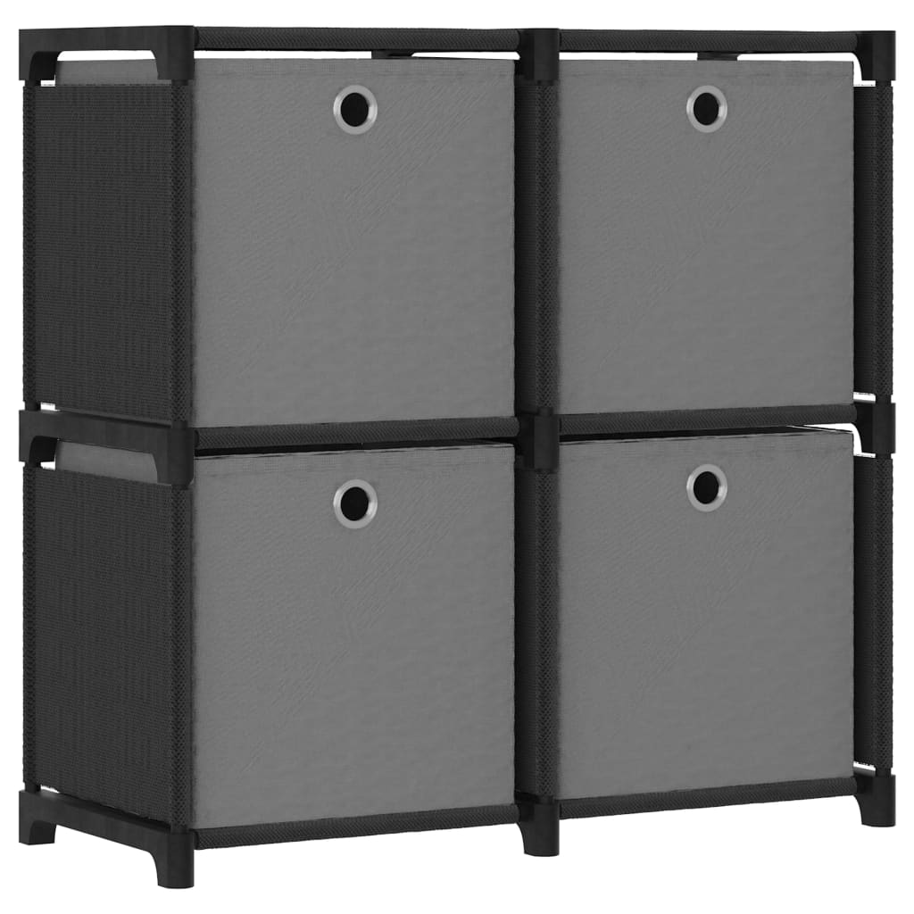 vidaXL estantería de 4 cubos con cajas de tela negro 69x30x72,5 cm