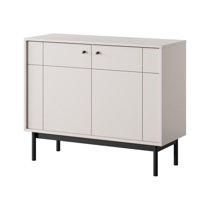 Comoda - 3xe living - cachemira - pés de metal preto - painel laminado 16 m