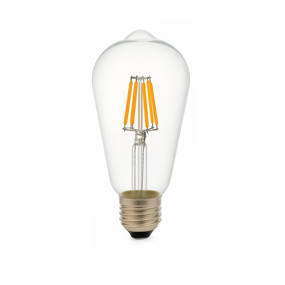 Lâmpada LED st64 E27 edison, filamento 8w 820lm. Luz quente 2700k
