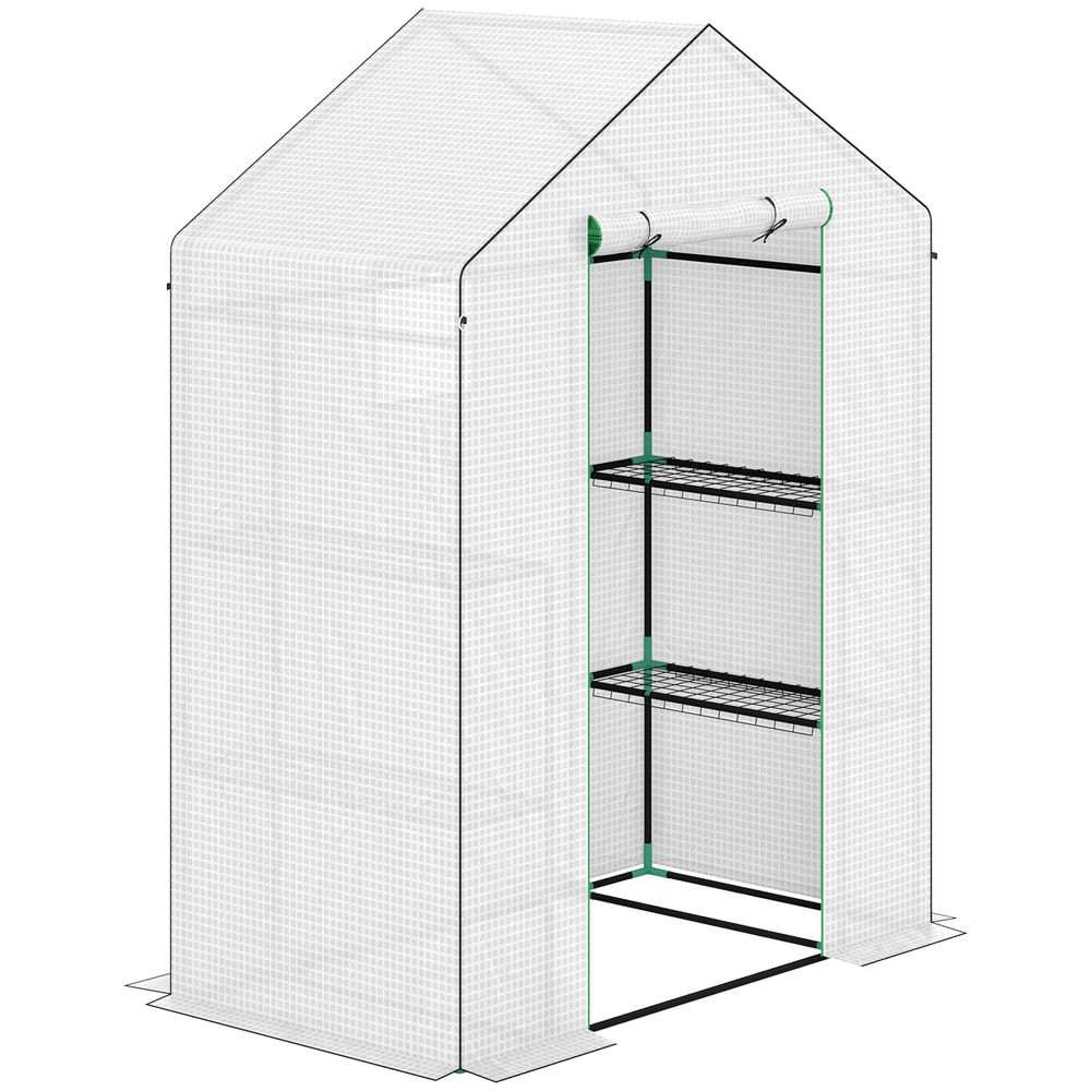 Estufa 143x74x190 cm aço e polietileno color blanco Outsunny
